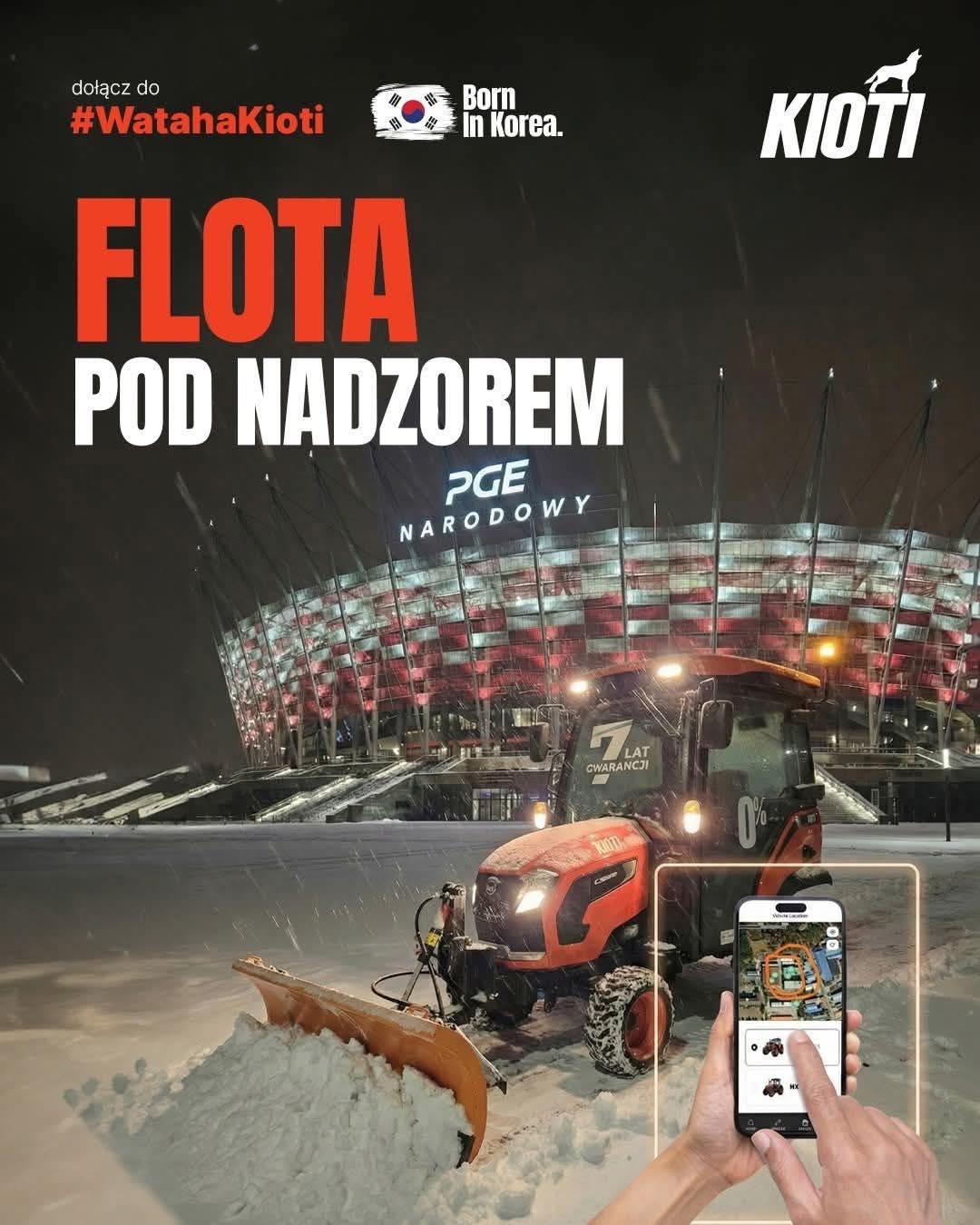 Kioti zarzadzanie flotą Ciagnik KIOTI CK4030CH wersja zimowa